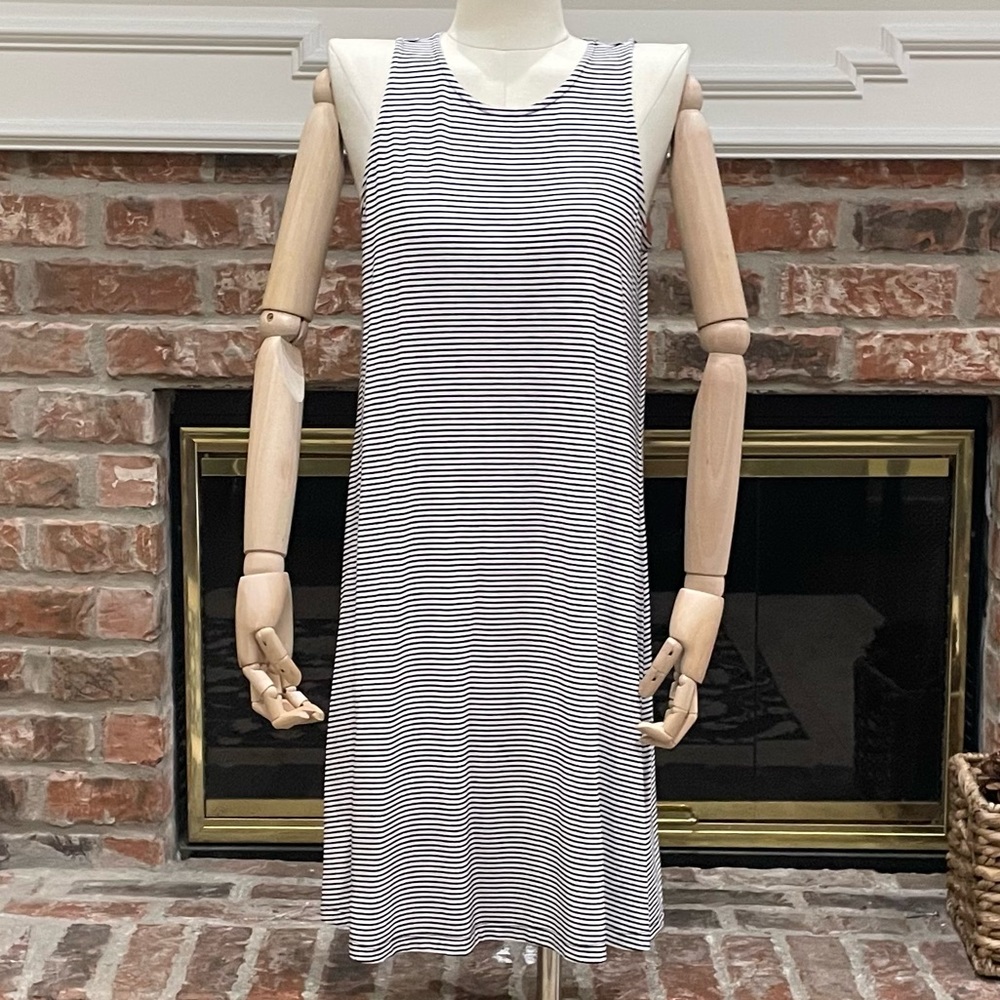 Old Navy black and white pinstriped midi dress / S / NWOT - Picture 1 of 11